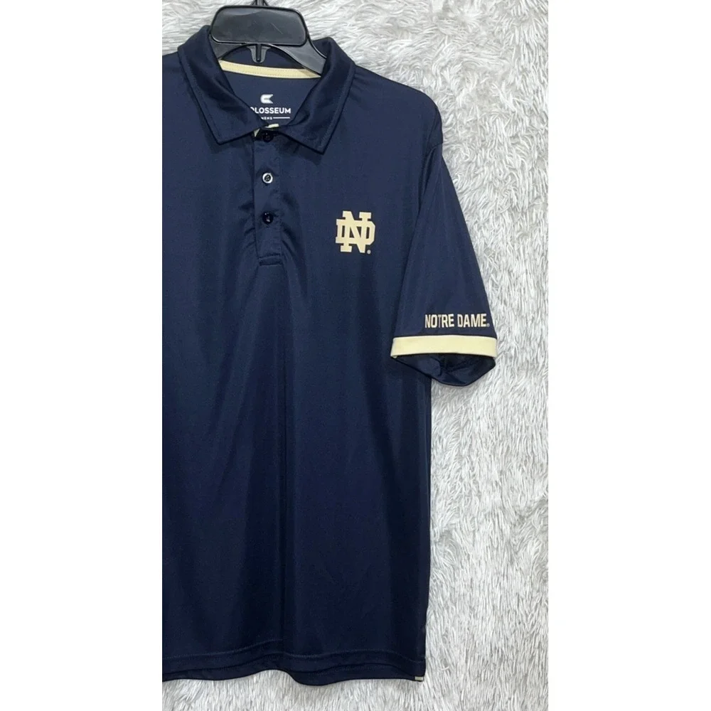 Colosseum Polo Shirt Men's L Blue‎ Short Sleeve Notre Dame Fighting Irish NCAA